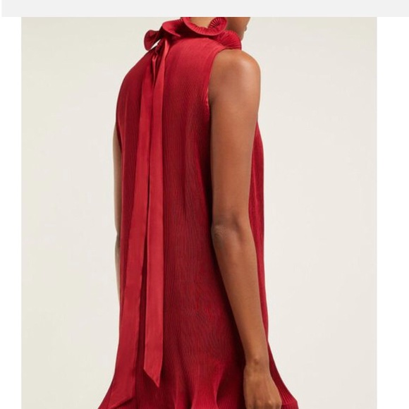 2019 Collection - Tibi Red Plisse Pleated Dress - Picture 3 of 8